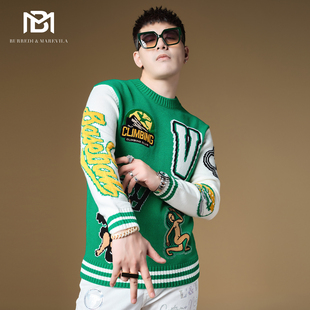 2022爆款 羊毛衫 男装 男士 秋冬 线衣针织衫 BM欧货潮牌学院风毛衣新款