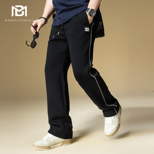子潮牌高级感字母刺绣条纹卫裤 BM男士 男裤 2025新款 秋冬 高端休闲裤