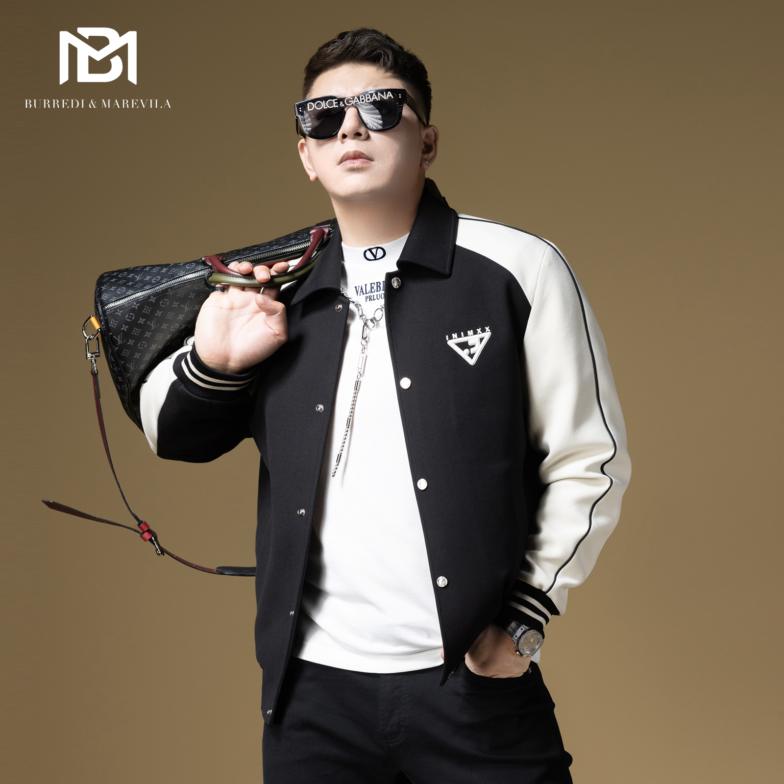 BM男士高端夹克加厚撞色字母刺绣翻领棒球服美式外套潮牌欧美街头