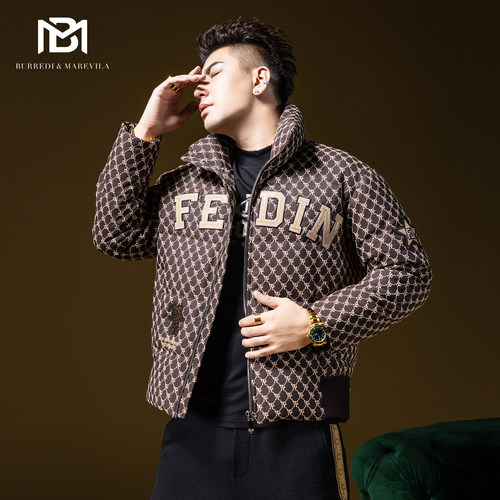 BM欧美字母满花立领羽绒服