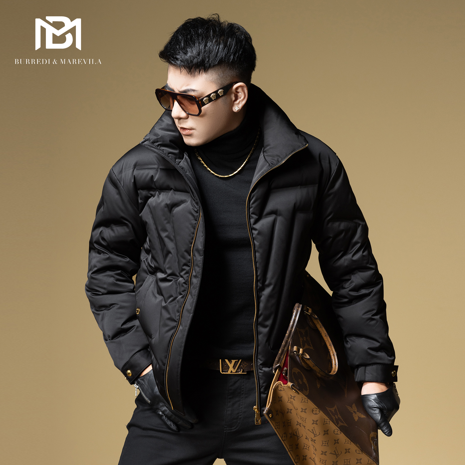 BM欧货高端羽绒服男冬季2024新款潮牌字母绗缝设计感男士保暖外套