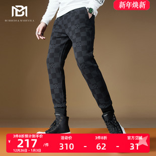 子男款 秋冬款 潮牌高端欧货卫裤 休闲裤 2022 男士 BM棋盘格炸街痞帅裤