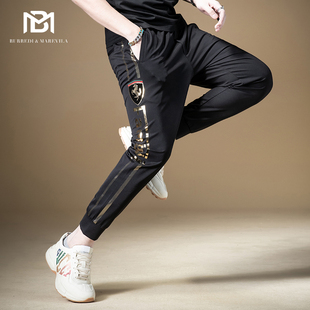 条纹印花束脚卫裤 BM欧洲站男裤 男士 潮牌高端侧边休闲裤 子2021新款