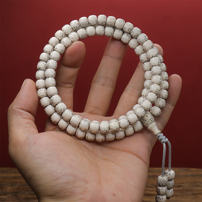 海南原生态星月菩提108颗孤品大留白素珠手串高端高抛佛珠高密度