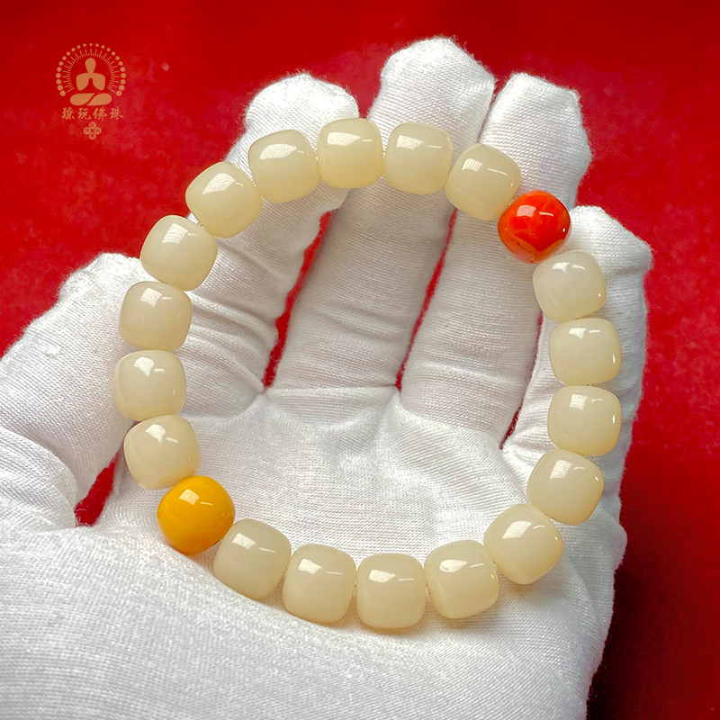 原生态高密白玉菩提根手串女男士手链天然佛珠配饰单圈正品老料籽