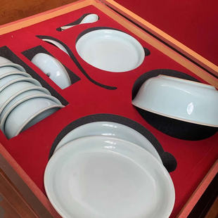 瓷语汝窑 十年老店 手工汝瓷养生餐具盘子可养开片套装汝窑天青色