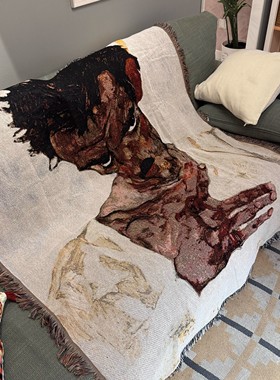 奥地利画家Egon Schiele 埃贡·席勒艺术挂毯复古装饰毯 沙发毯