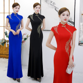旗袍2025年新款 走秀复古民国改良高端大气上档次喜婆婆礼服 年轻款