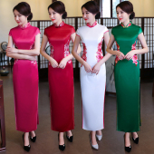 优雅修身 女走秀长款 显瘦演出舞台老上海少女年轻 新款 旗袍秋季