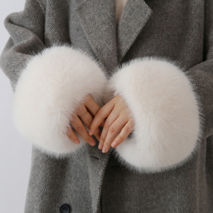 口护手环仿狐狸毛脚套手圈冬 防风袖 大衣毛毛袖 套保暖松紧扣眼套袖