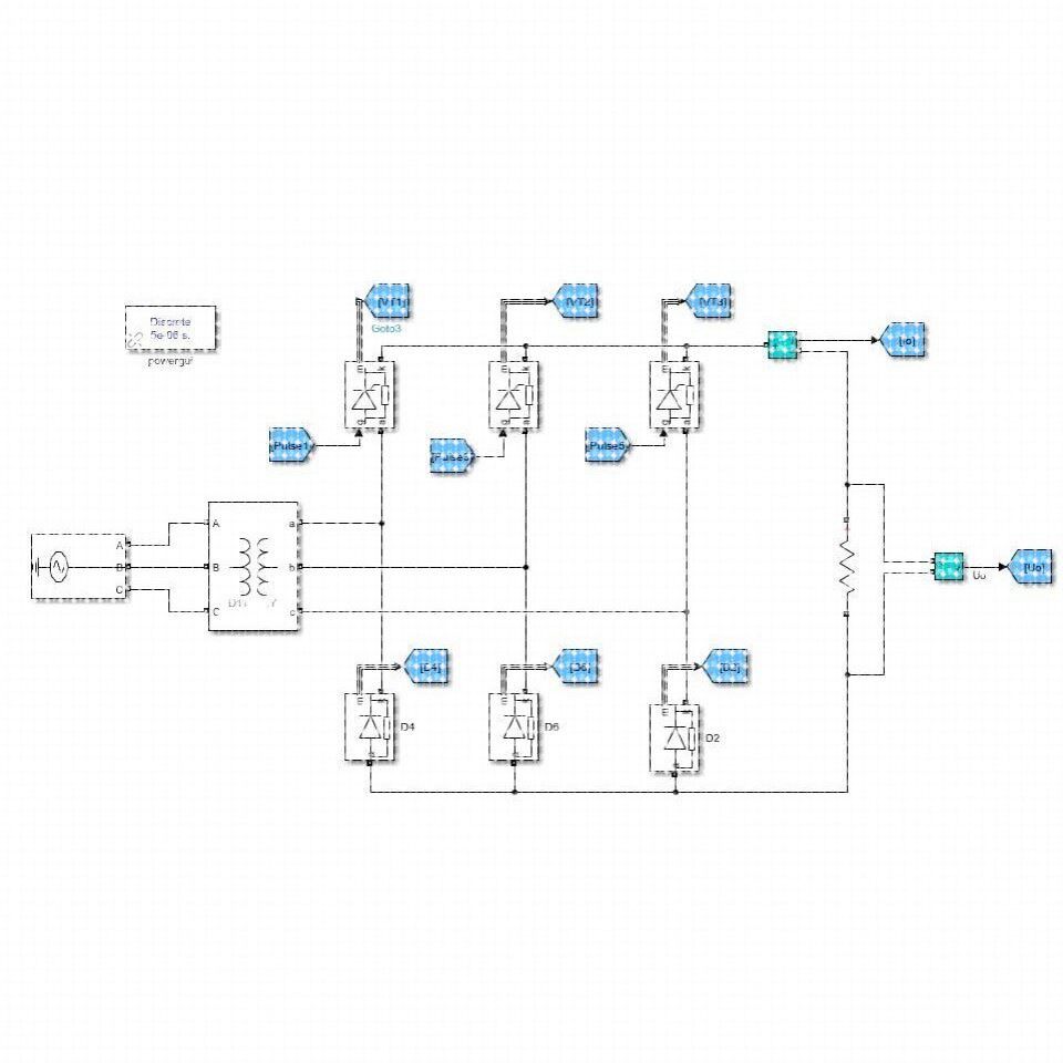 MATLAB/Simulink三相桥式半控整流电路彷真模型