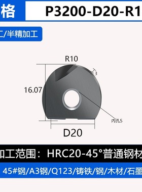 新款球头半圆刀片精加工R6R8R10R12.5R15R16ZPFG/BNM p3200 现货
