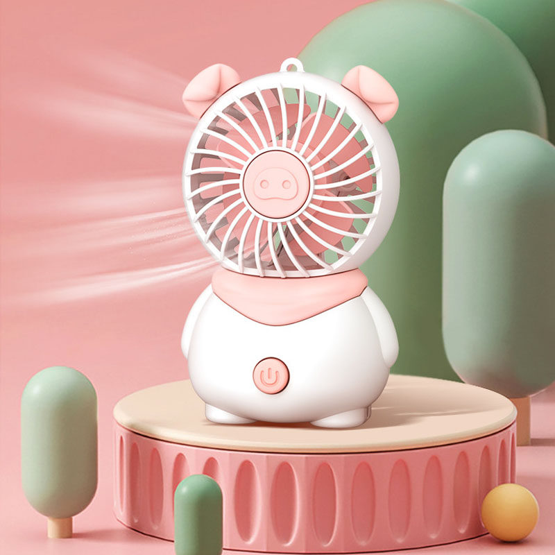 2024可爱卡通手持迷你小电风扇USB充电便捷学生桌面儿童风扇户外