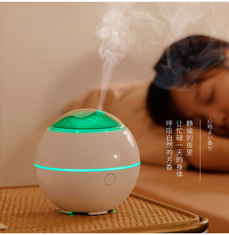 圆形超声波香薰机火山喷雾迷你usb家用精油扩香机静音母婴加湿器