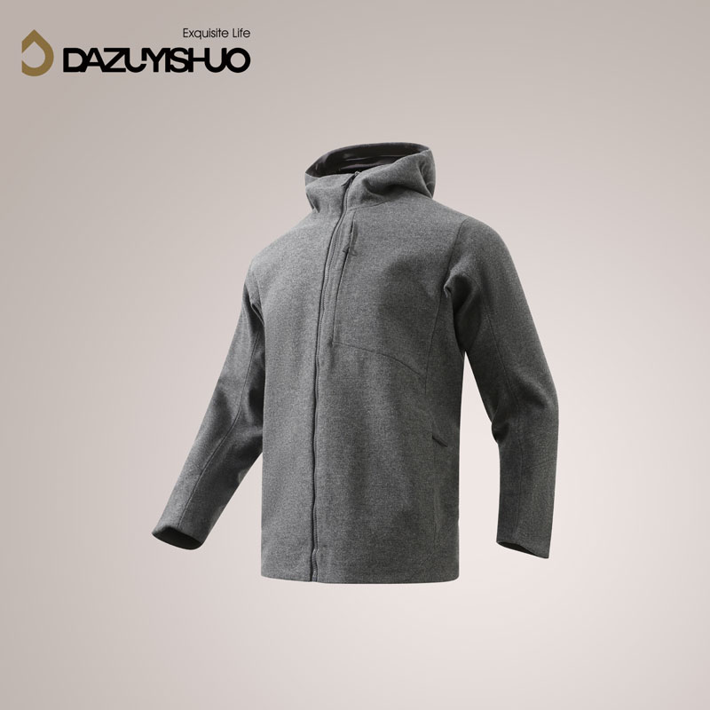 【大嘴衣说】触感舒适秋冬情侣纯色百搭绵羊毛混纺连帽夹克C3202