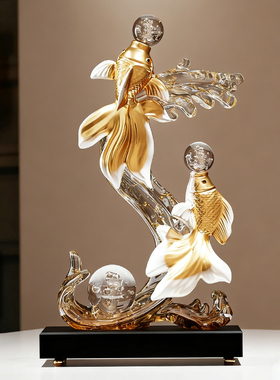 风生水起锦鲤鱼摆件招财客厅玄关