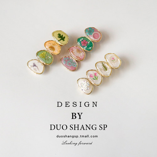 森系滴釉发夹精致重工一字鸭嘴夹