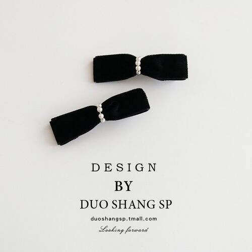 朵尚发夹丝绒日韩蝴蝶结发卡一对