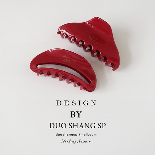 红色抓夹日韩酒红系高级感大号