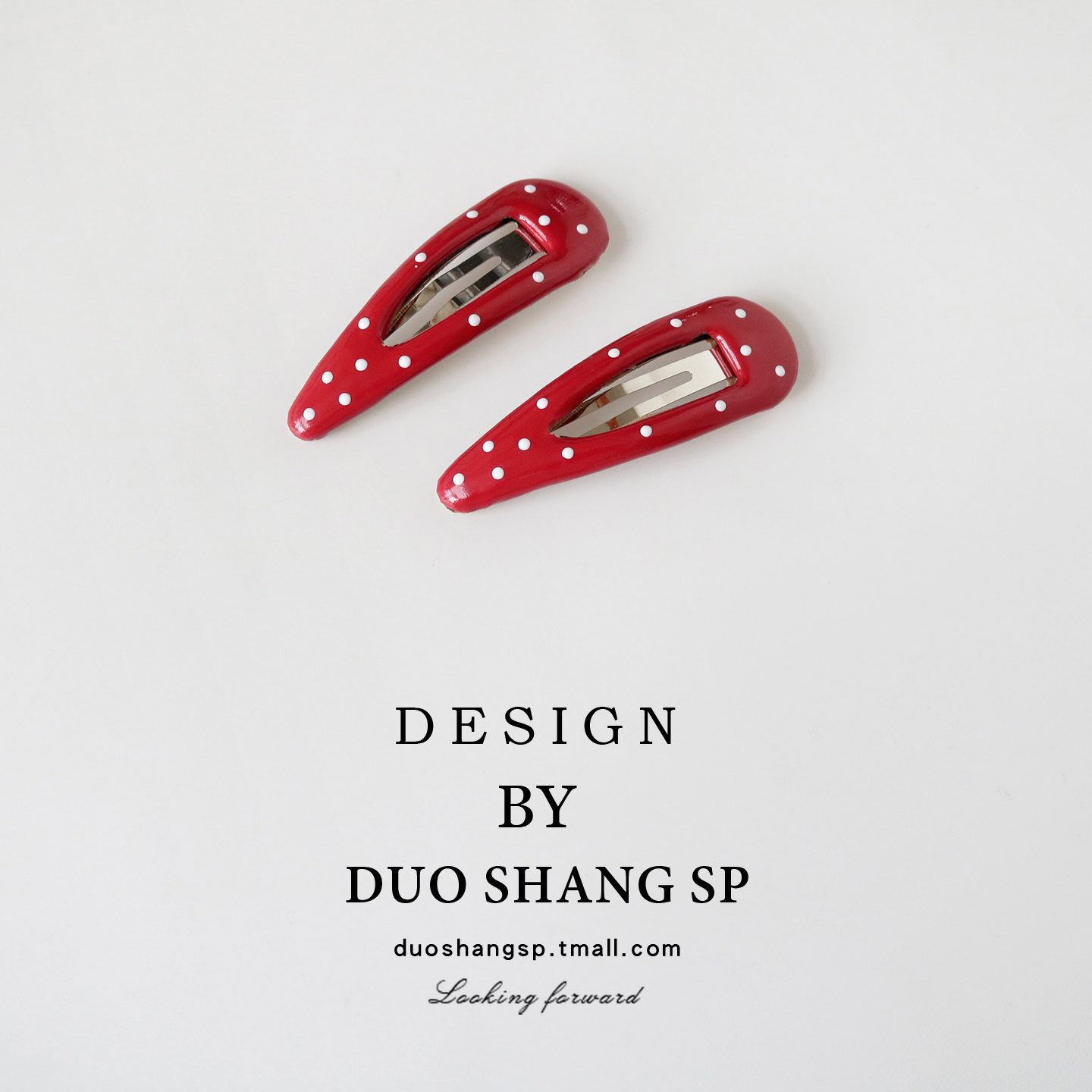 韩国红白波点发夹pu皮质亮面bb夹