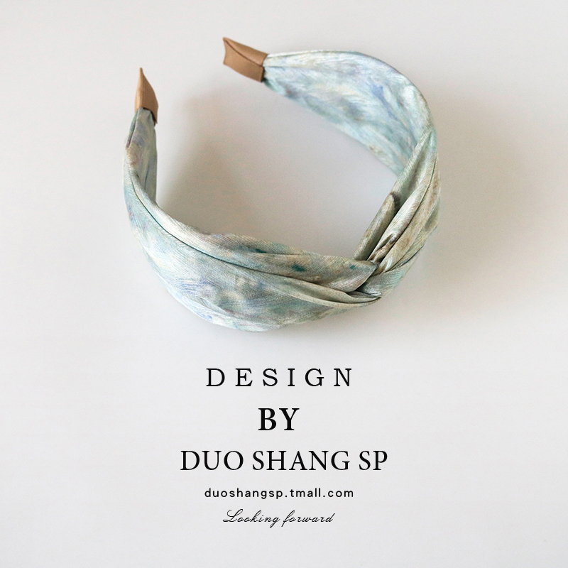 莫奈油画清新绿发箍高颅顶头箍