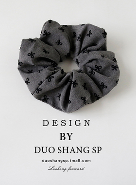 法式复古灰色蝴蝶结大肠发圈头绳女丸子头皮筋高级感马尾发绳头花