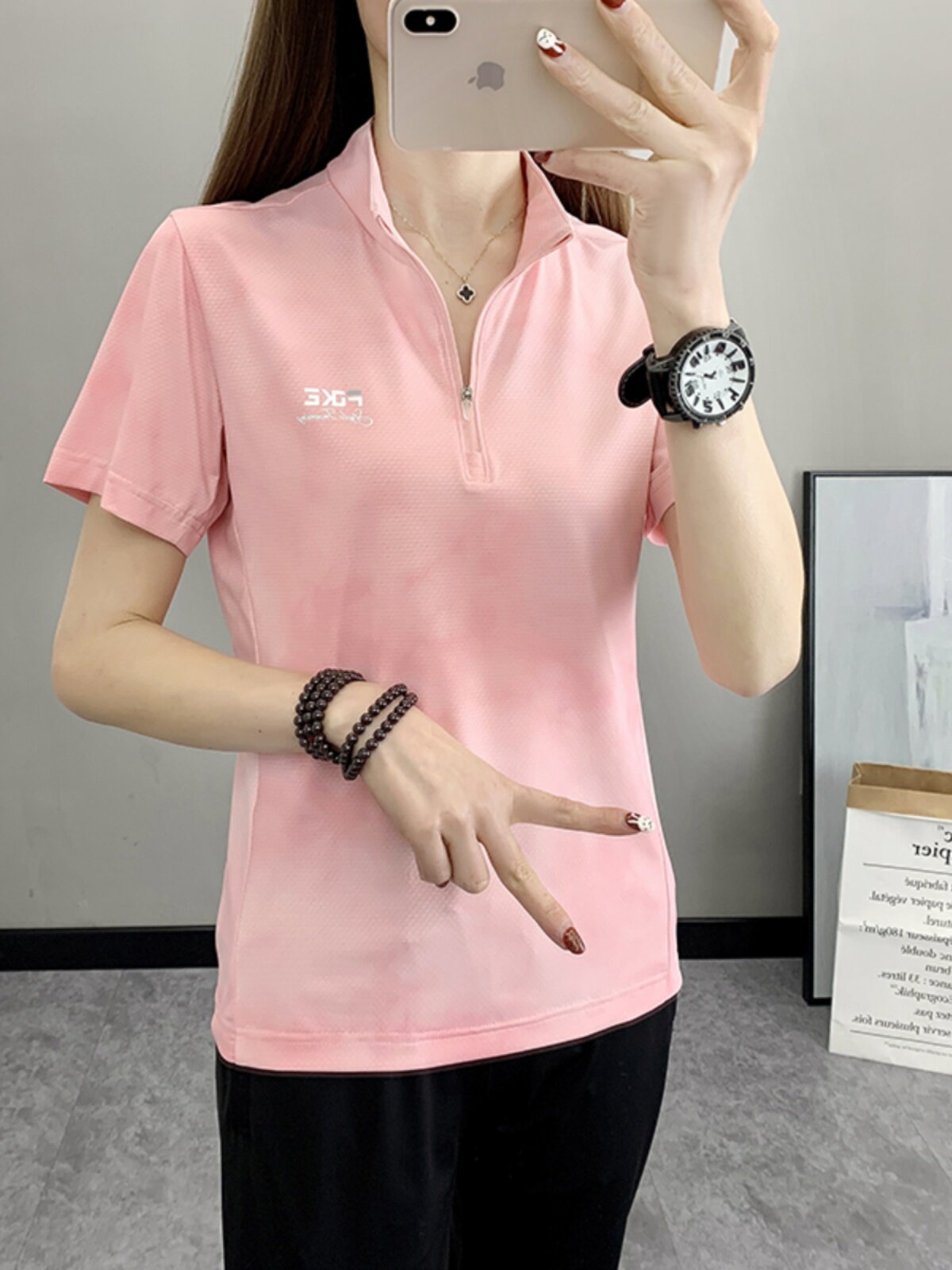 OUTDOOR FAST DRY WOMENS SUMMER TIDE MOUNTAINEERING CYCLING HIKING FAST DRY T-SHIRT RUNNING LOOSE LARGE SIZE SPORTS SHORT SLEEVE POLO SHIRT