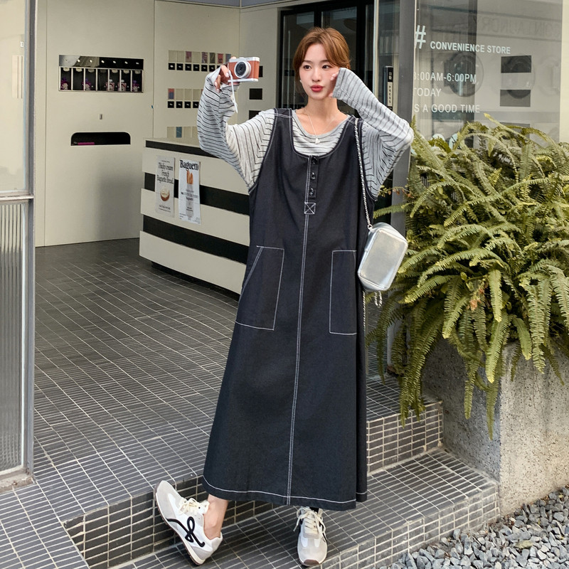 已出大货！现货！休闲条纹牛仔背心连衣裙257-58527-P175K238,女装套装/套裙,浙宝257