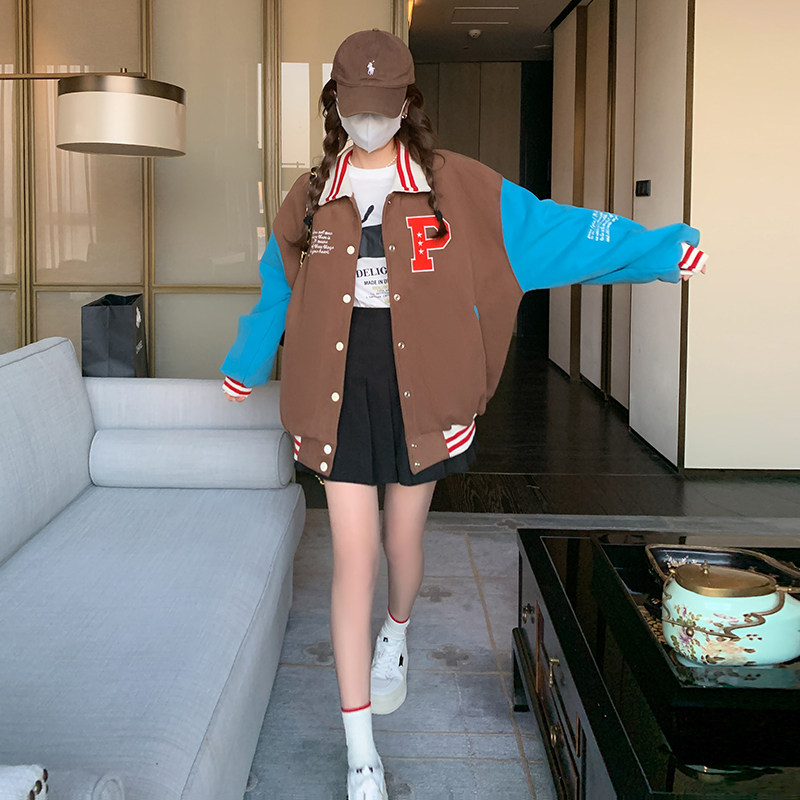 现货！学院风棒球服黑白撞色257-58245-P145-K198,女装短外套,浙宝257