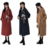 【三色主推】高转化！数据好！加牛角扣长款毛呢大衣P185K268，女装毛呢外套，浙宝257