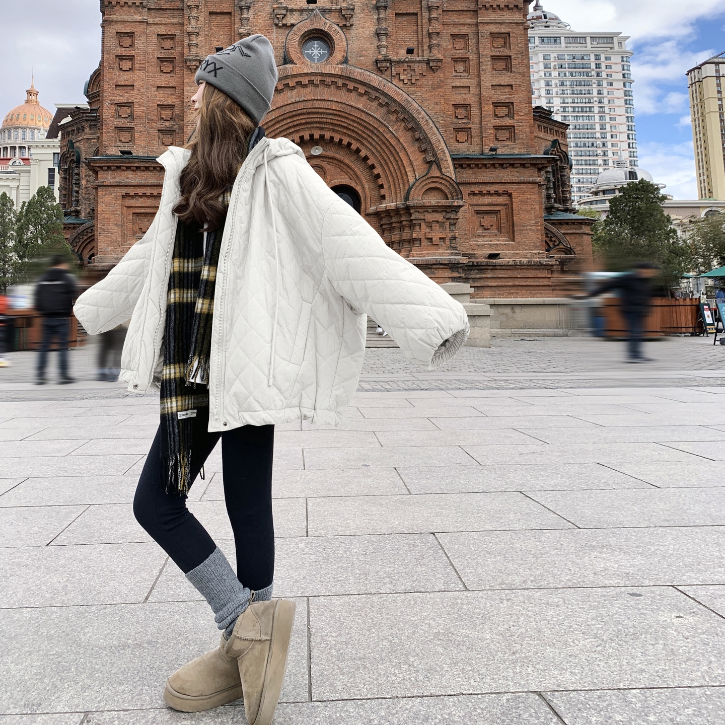 现货足！绗线格子高克重棉服257-58372-P195K278，女装棉衣/棉服，浙宝257