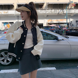 美式复古棒球服外套女春秋款2024新款学院风撞色时尚炸街百搭夹克，女装短外套，浙宝257