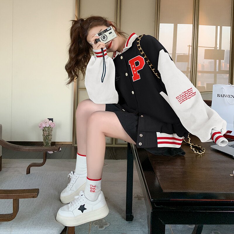 26春新款现货！学院风棒球服黑白撞色257-58245-P145-K238,女装短外套,浙宝257