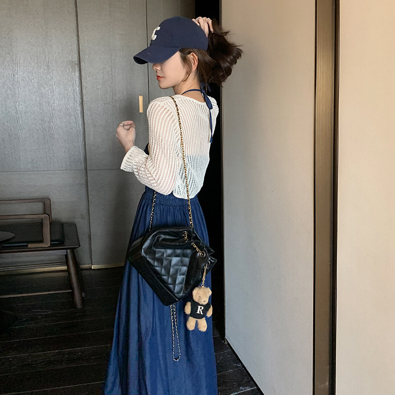 牛仔吊带连衣裙女2025夏季新款设计感小众开衫上衣长裙,女装连衣裙,浙宝257