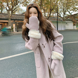 紫色现货足！红色下架！内里毛带手套257-58355-P215K298，女装毛呢外套，浙宝257