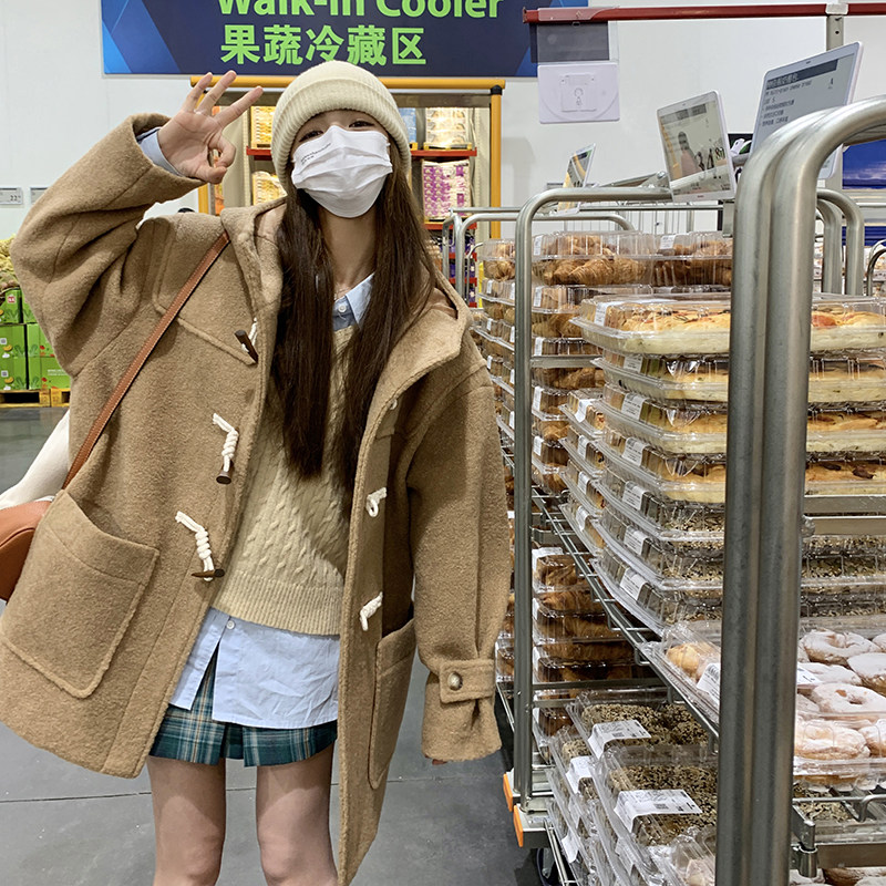 牛角扣夹棉呢大衣257-58327-P175K268,女装毛呢外套,浙宝257