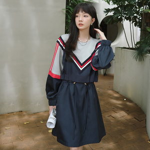 更新！！已出货 撞色设计感拼接休闲连衣裙 P120K178,女装连衣裙,浙宝257