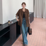 现货主推款！麂皮绒风衣外套257-58536-P175K258，女装皮衣，浙宝257