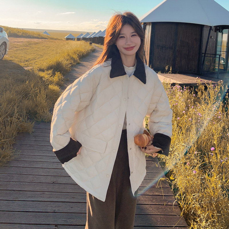 已出货韩系格子绗线棉服257-58373-P195K278,女装棉衣/棉服,浙宝257