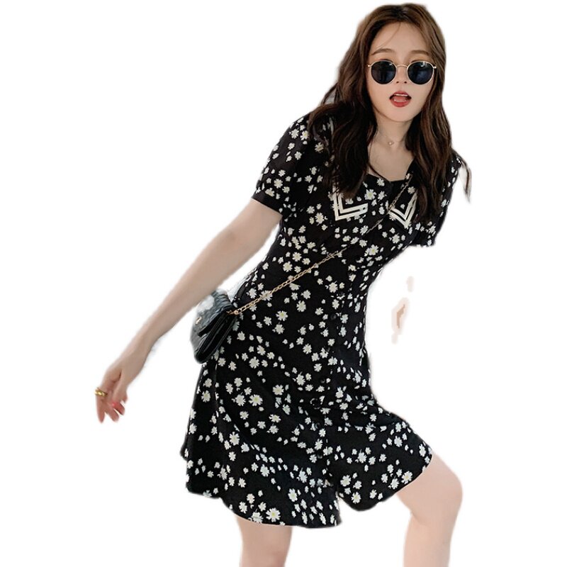 【2022夏新品】小个子小雏菊收腰显瘦雪纺连衣裙P95K138,女装连衣裙,浙宝257