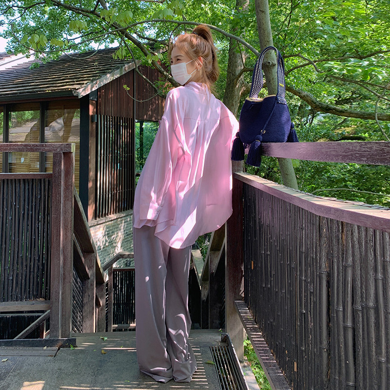 韩系休闲防晒衬衫背心阔腿裤女2025夏季新款小个子减龄,女装防晒衣,浙宝257
