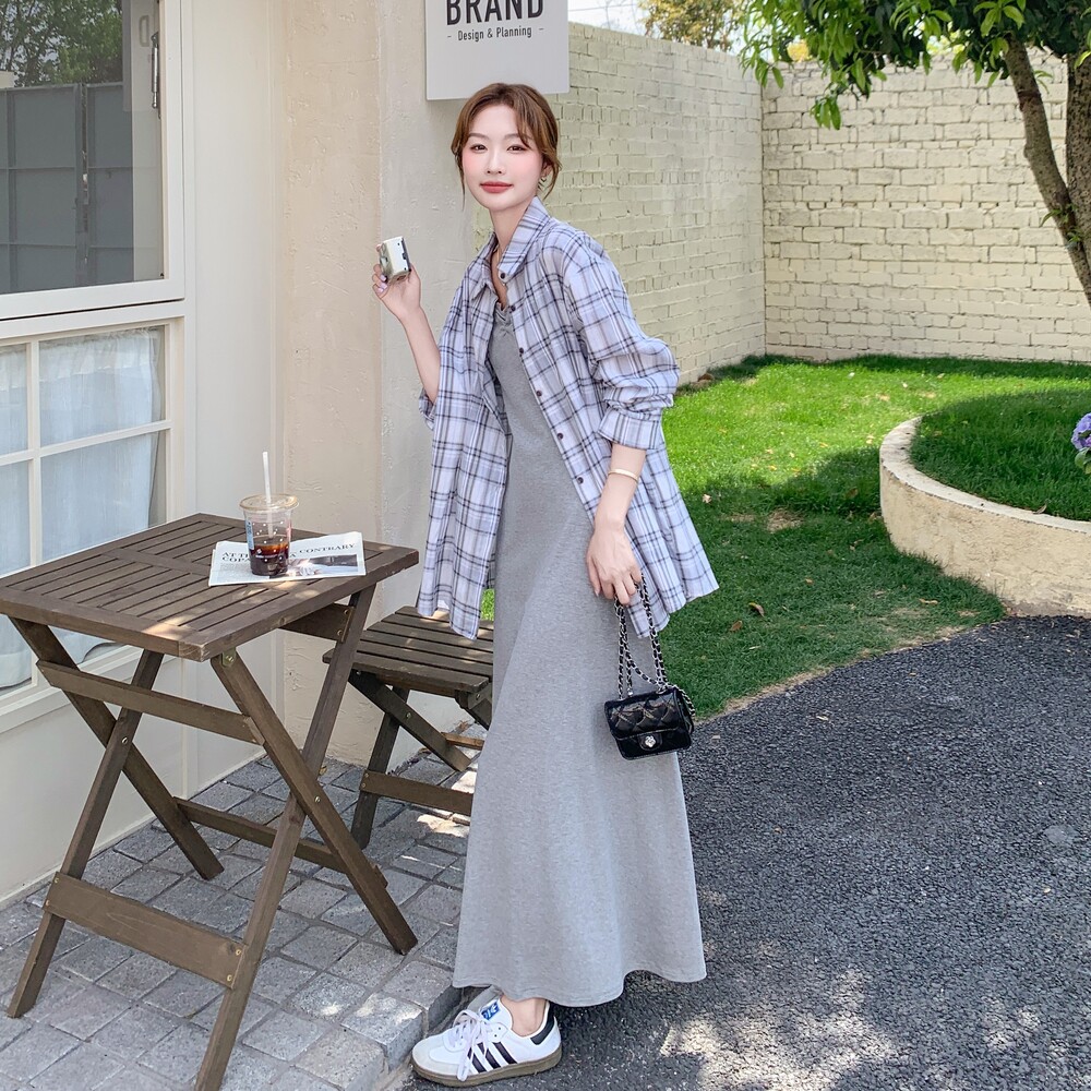 甜美浪漫度假风吊带连衣裙套装女2025年夏季新款防晒衬衫两件套潮,女装套装/套裙,浙宝257
