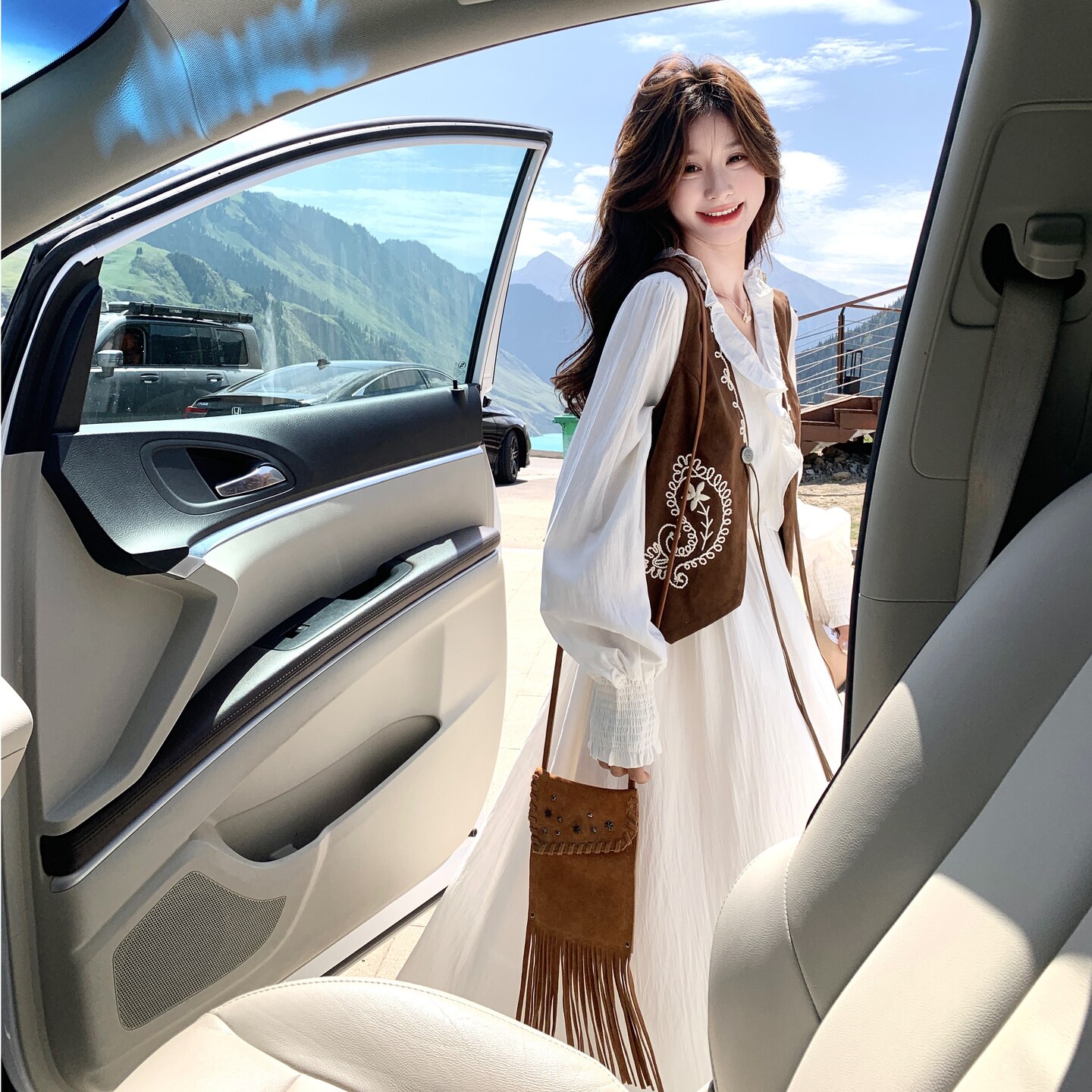 现货！已出大货！重工刺绣马甲连衣裙两件套257-58522-P205K288,女装套装/套裙,浙宝257