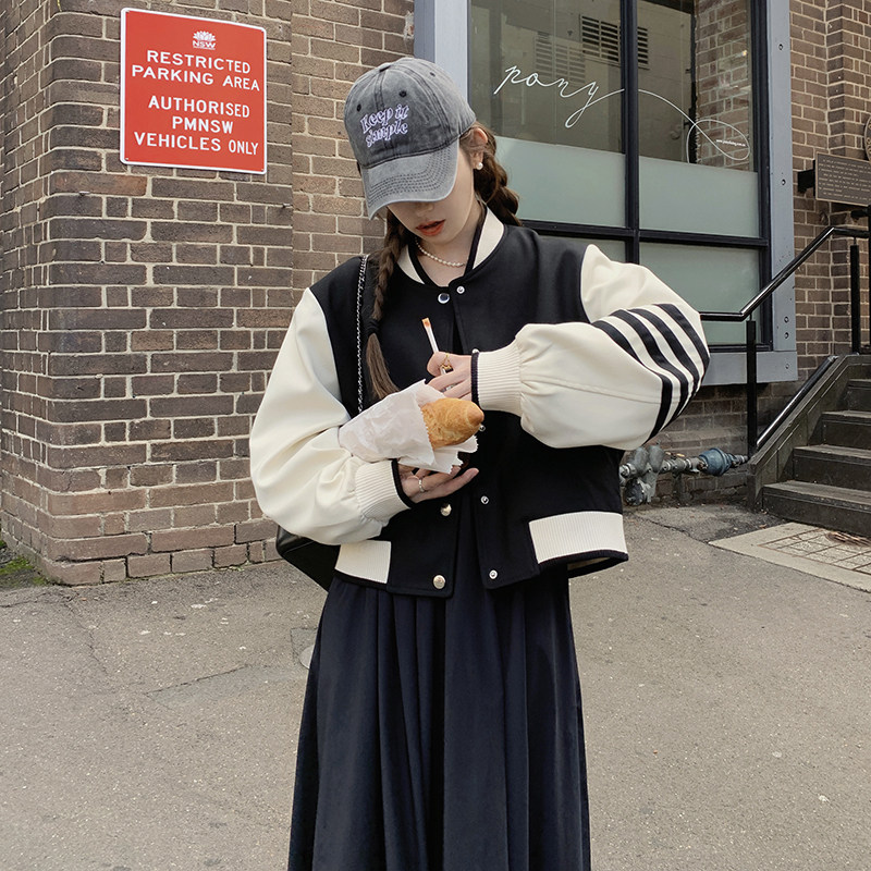 小香风韩系穿搭棒球服外套女2025春季新款宽松显瘦高级感短款上衣,女装短外套,浙宝257