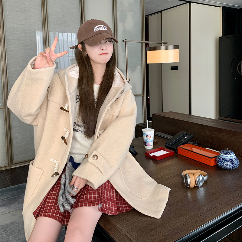 牛角扣夹棉呢大衣257-58327-P175K268,女装毛呢外套,浙宝257