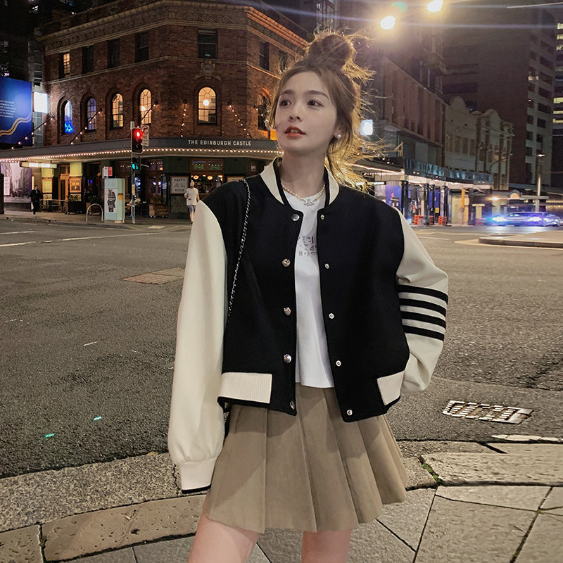 新款现货！袖子撞色棒球服257-58275-P135K188,女装短外套,浙宝257