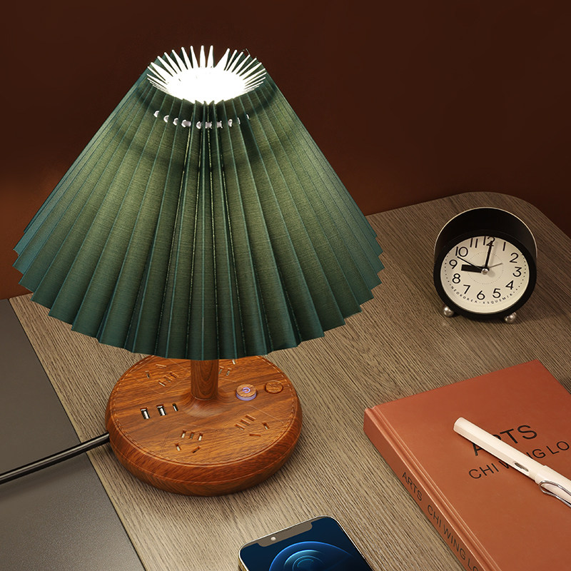 装饰台灯插座一体式简约现代家用卧室温馨床头柜灯ins网红小夜灯