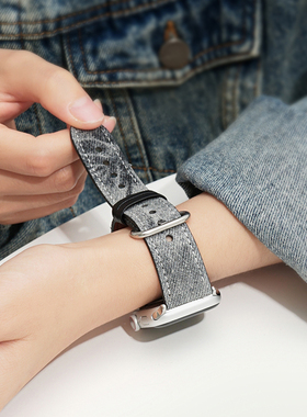 适用红米Redmi watch6/5/4丹宁复古风小米手环9/8Pro扎染牛仔表带