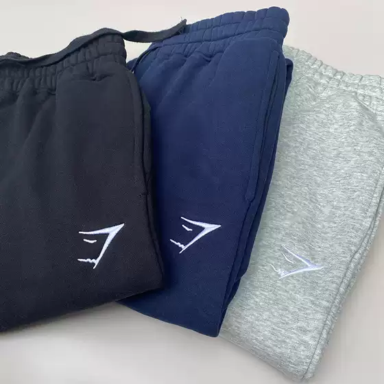 Autumn and Winter Fleece-Lined Fitness Sweatpants Shark Crest Jogger Pants for Men, Elastic Cotton, Loose Fit, Breathable, Large Size