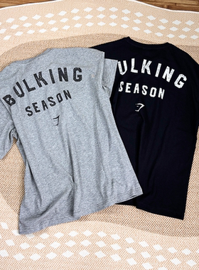 短袖男美式宽松潮流t恤GYMSHARK BULKING健身训练透气圆领棉上衣